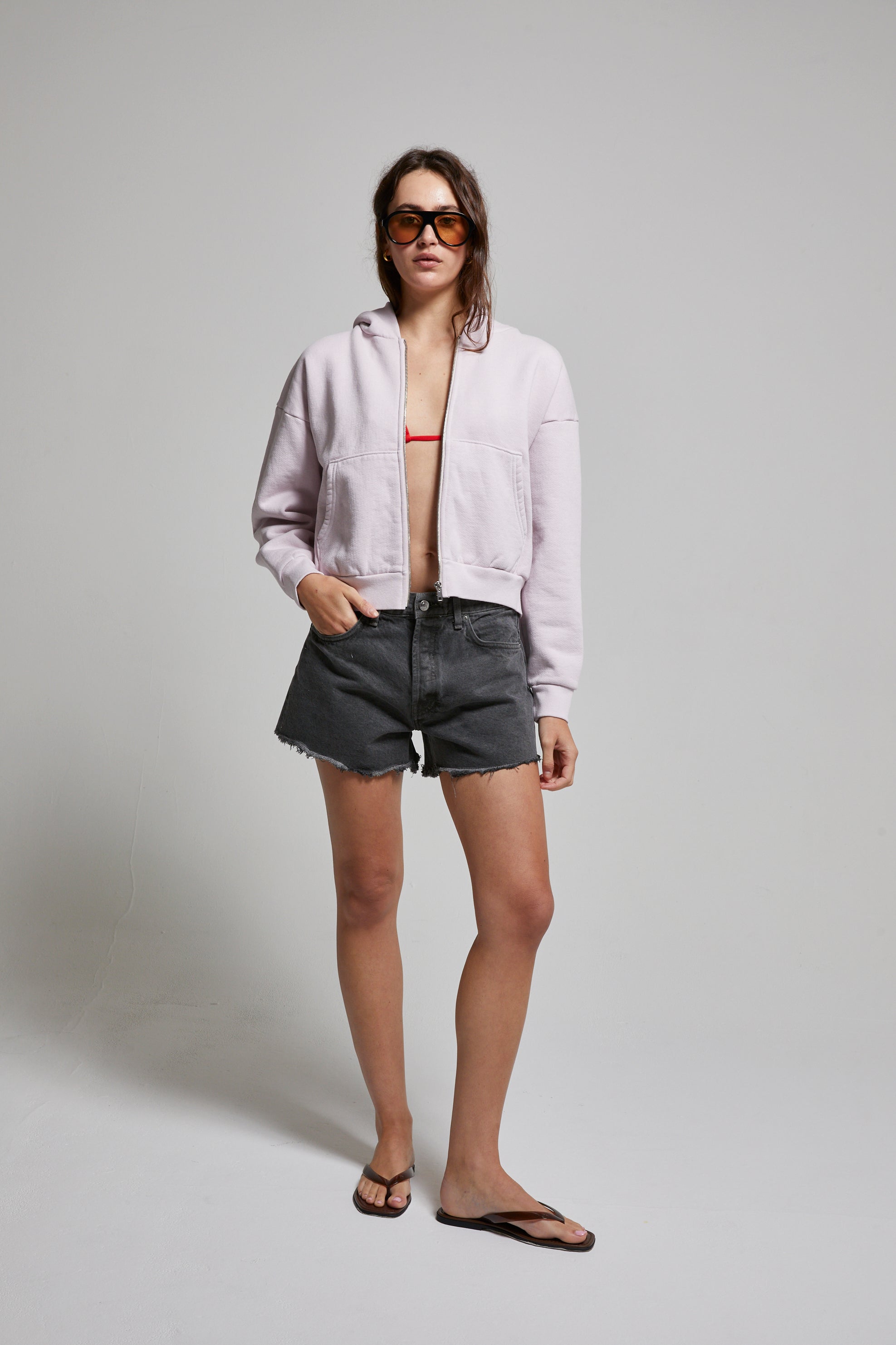 Rosie Cropped Zip-Up Hoodie