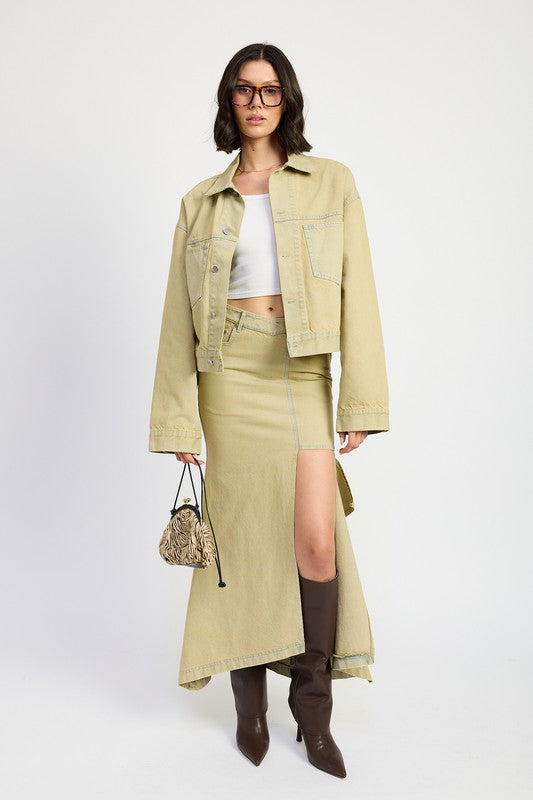 Oversized denim jacket - close-up of denim texture