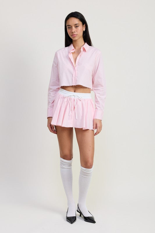 Mini contrast waistband skirt - alternative back angle