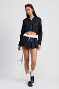 Mini contrast waistband skirt - front view showing waistband detail