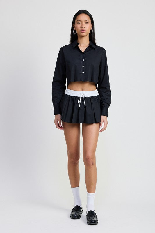 Mini contrast waistband skirt - side view