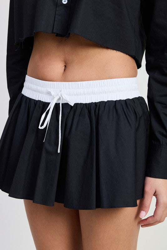 Mini contrast waistband skirt - back view