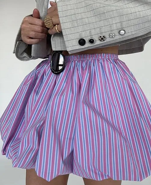 Striped bubble mini skirt - Miss Sparkling novelty knitwear design