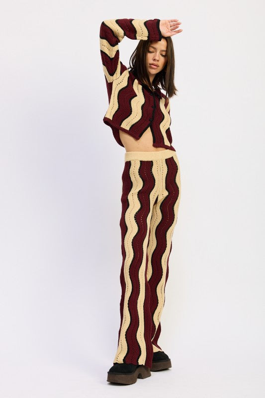 Multi color sweater pants - close-up of color pattern