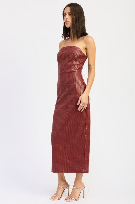 Chintz textured tube midi dress - full length view