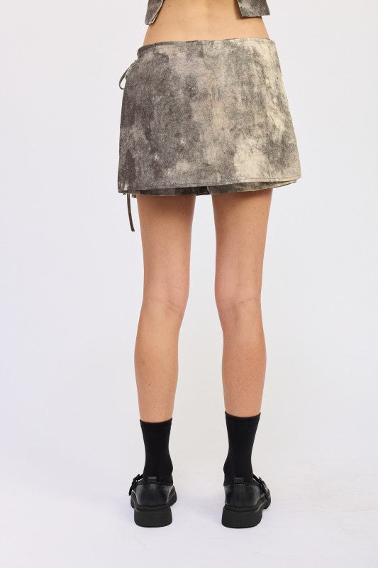 Mini low waist wrap skort - full length view
