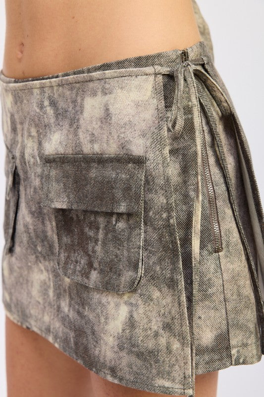 Mini low waist wrap skort - side view showing wrap detail