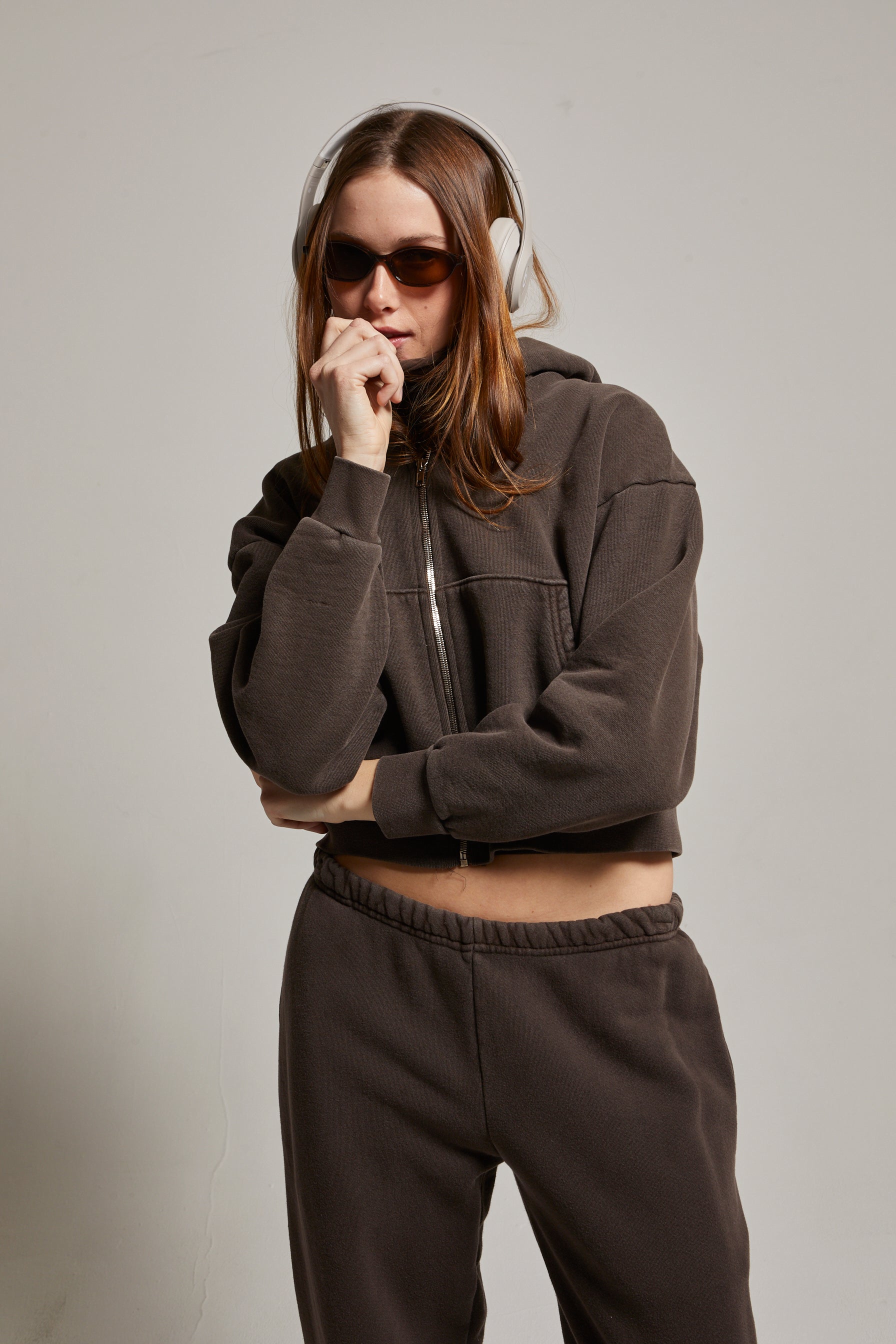 Rosie Cropped Zip-Up Hoodie