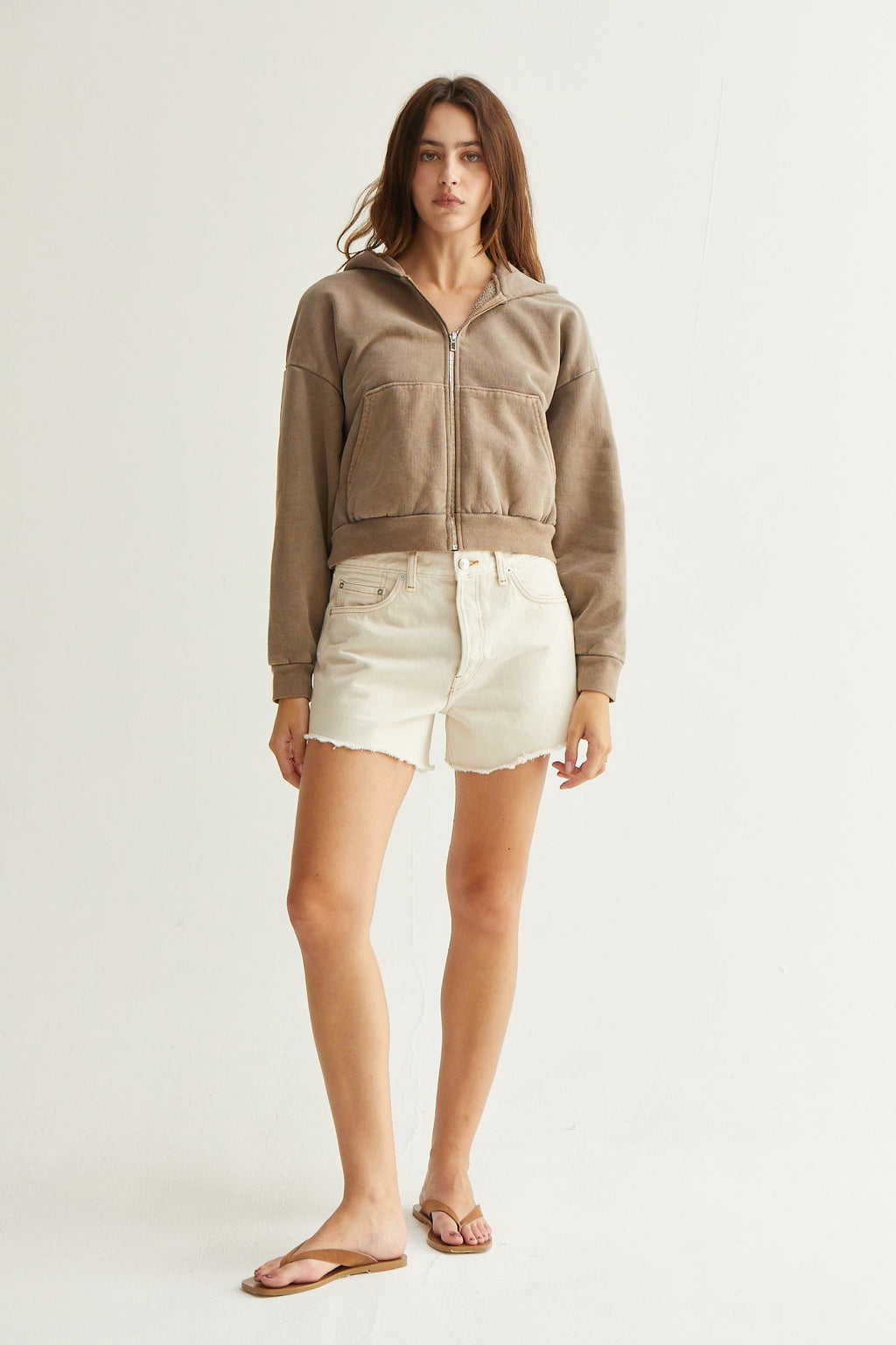 Rosie Cropped Zip-Up Hoodie