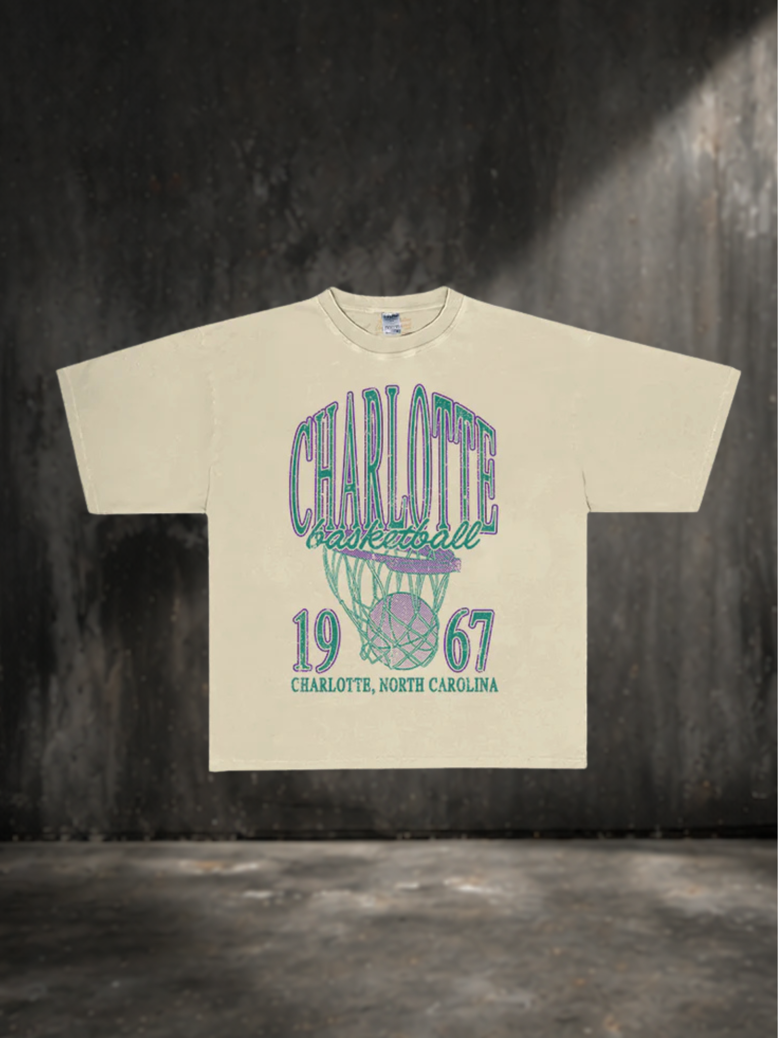 Charlotte Basketball Vintage Style Boxy Oversized Tee