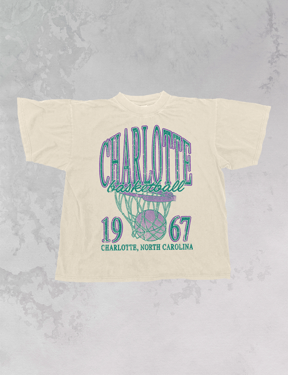 90's Vintage Charlotte Basketball Oversized TShirt