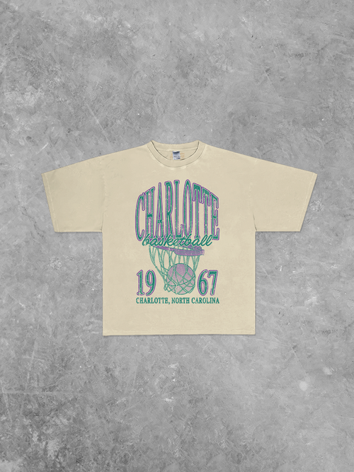 Charlotte Basketball Vintage Style Boxy Oversized Tee