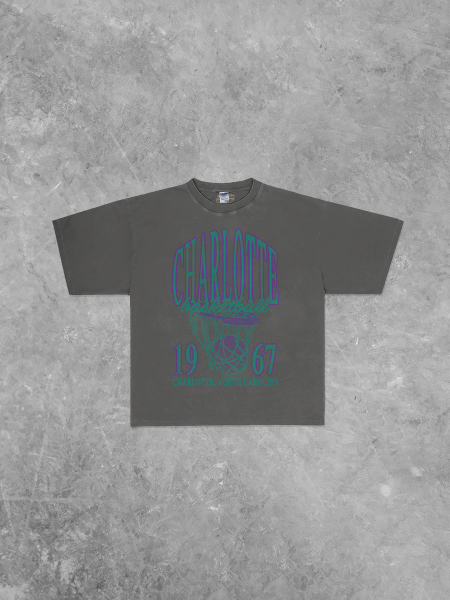 Charlotte Basketball Vintage Style Boxy Oversized Tee