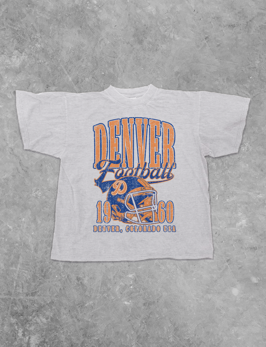 Denver Football Vintage Style Boxy Cotton Graphic Tee