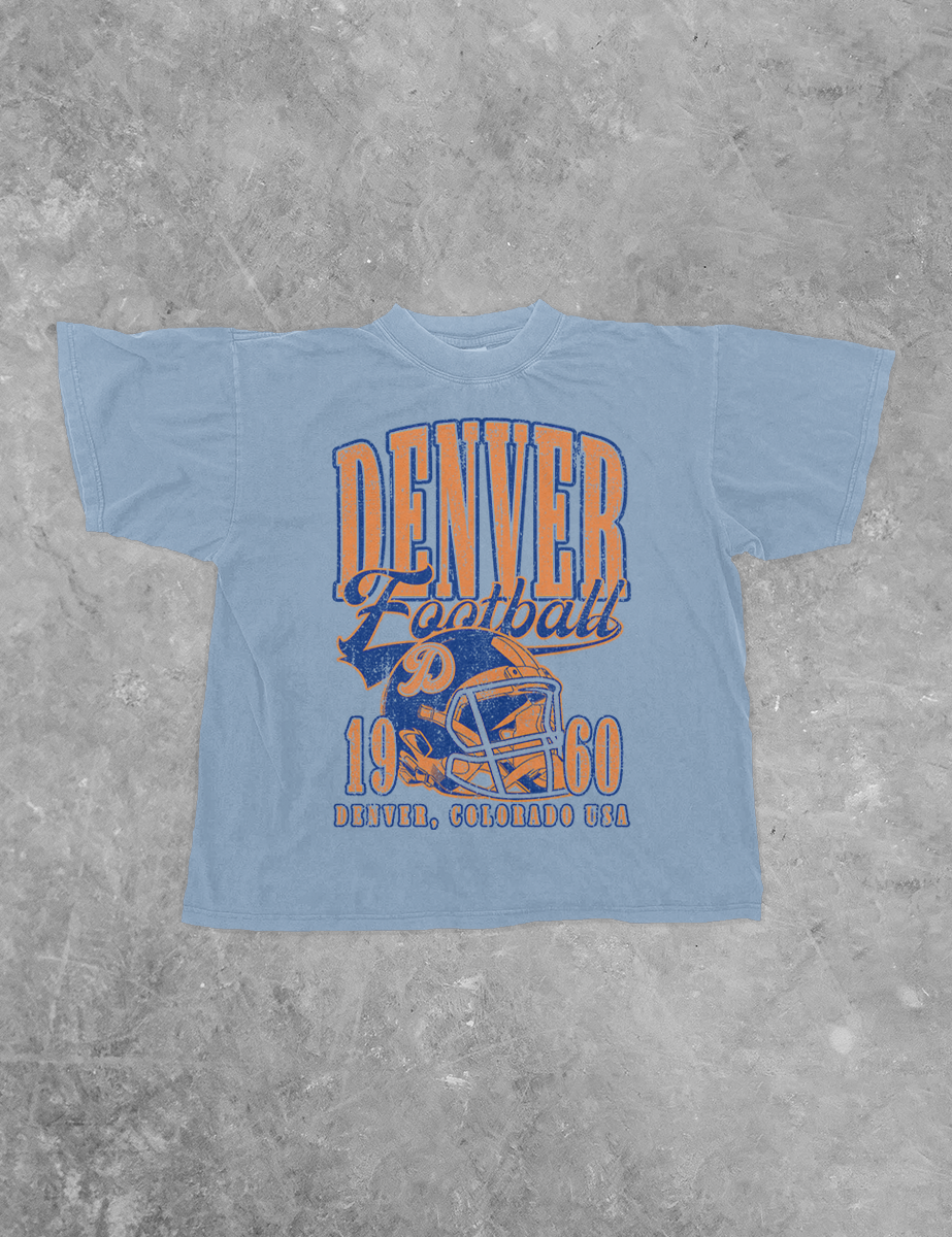 Denver Football Vintage Style Boxy Cotton Graphic Tee
