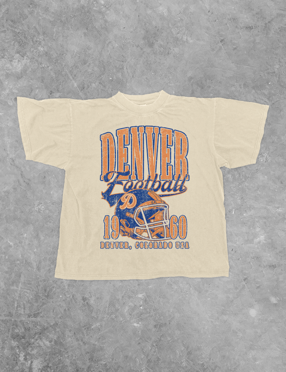 Denver Football Vintage Style Boxy Cotton Graphic Tee