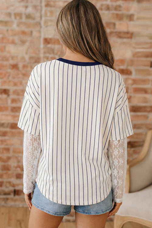88 LOS ANGELES stripe lace patchwork top - back view